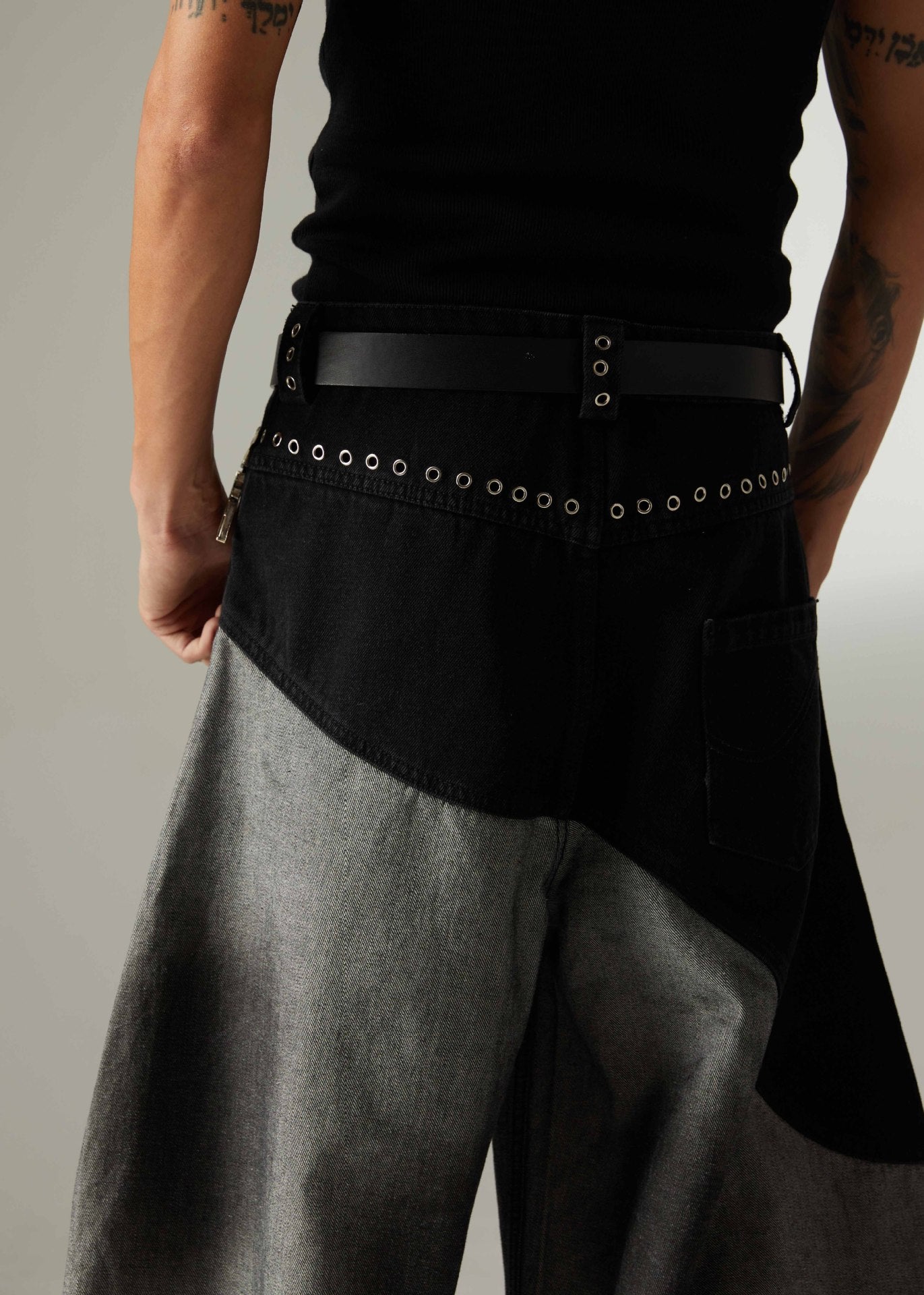 Gewaschene Patchwork-Jeans