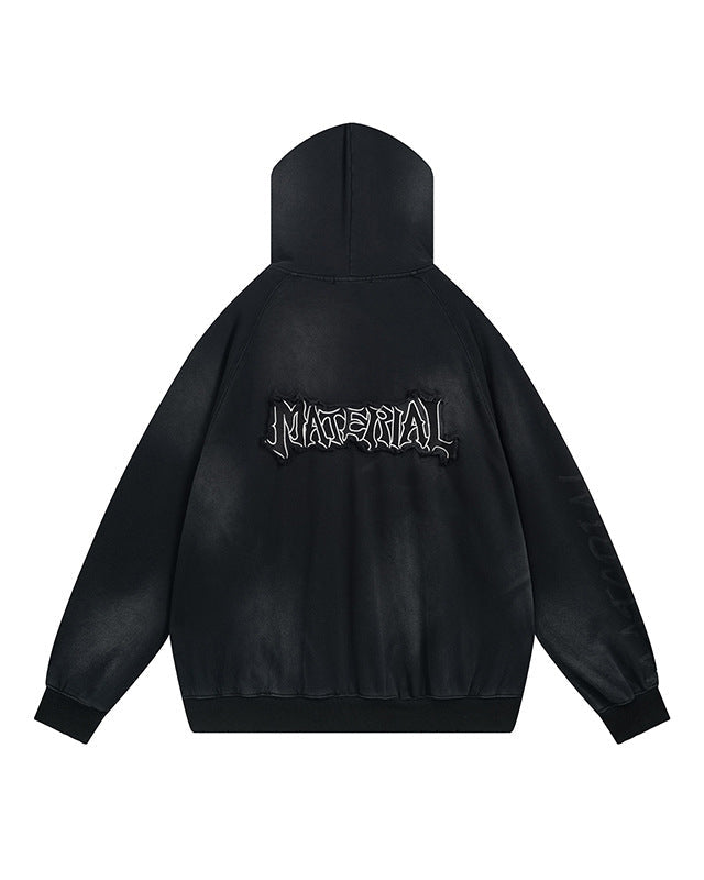 Sweat à capuche avec patch brodé en détresse