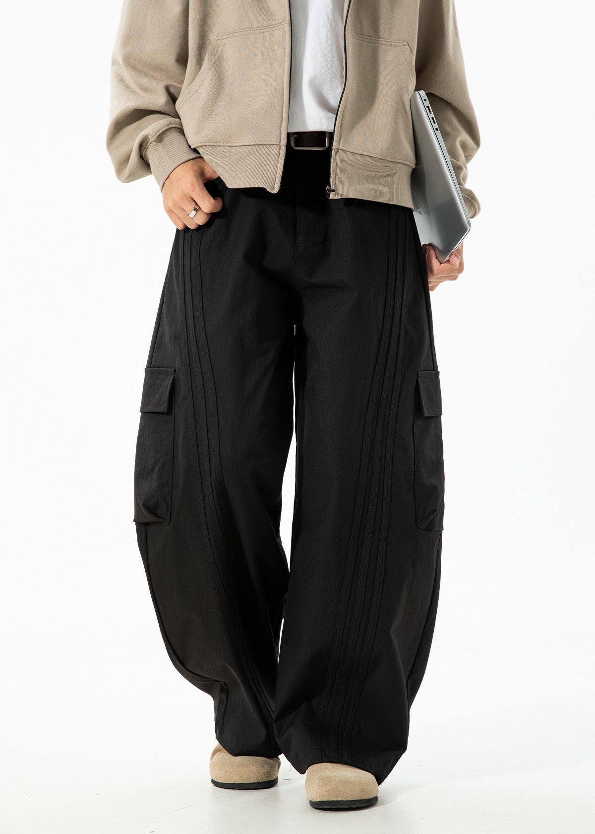 Wide-Leg Utility Cargo Pants