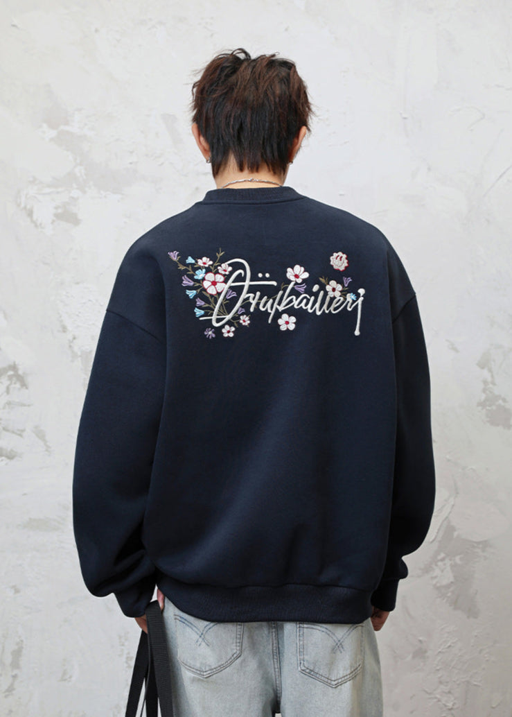 Floral Embroidery Crewneck Sweatshirt