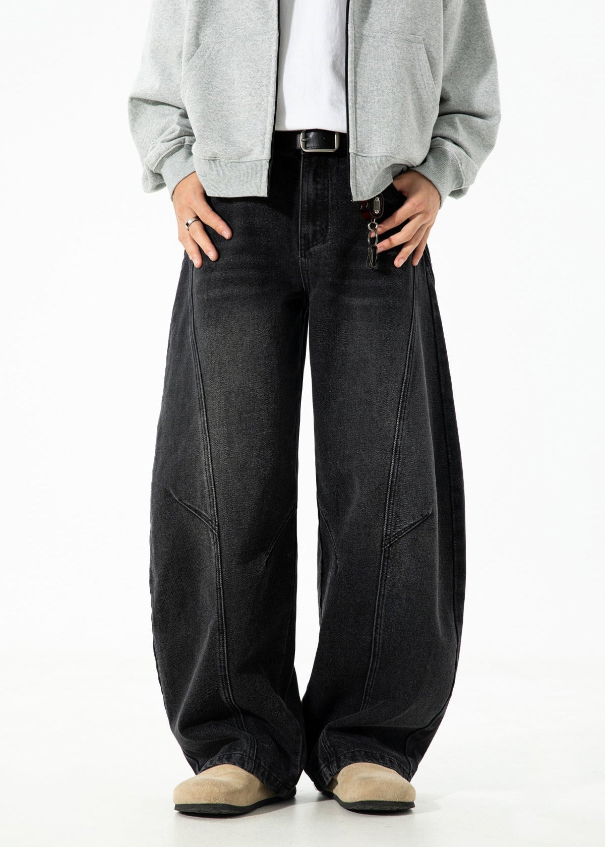 3D Panel Stitch Baggy Jeans - Rick Circus