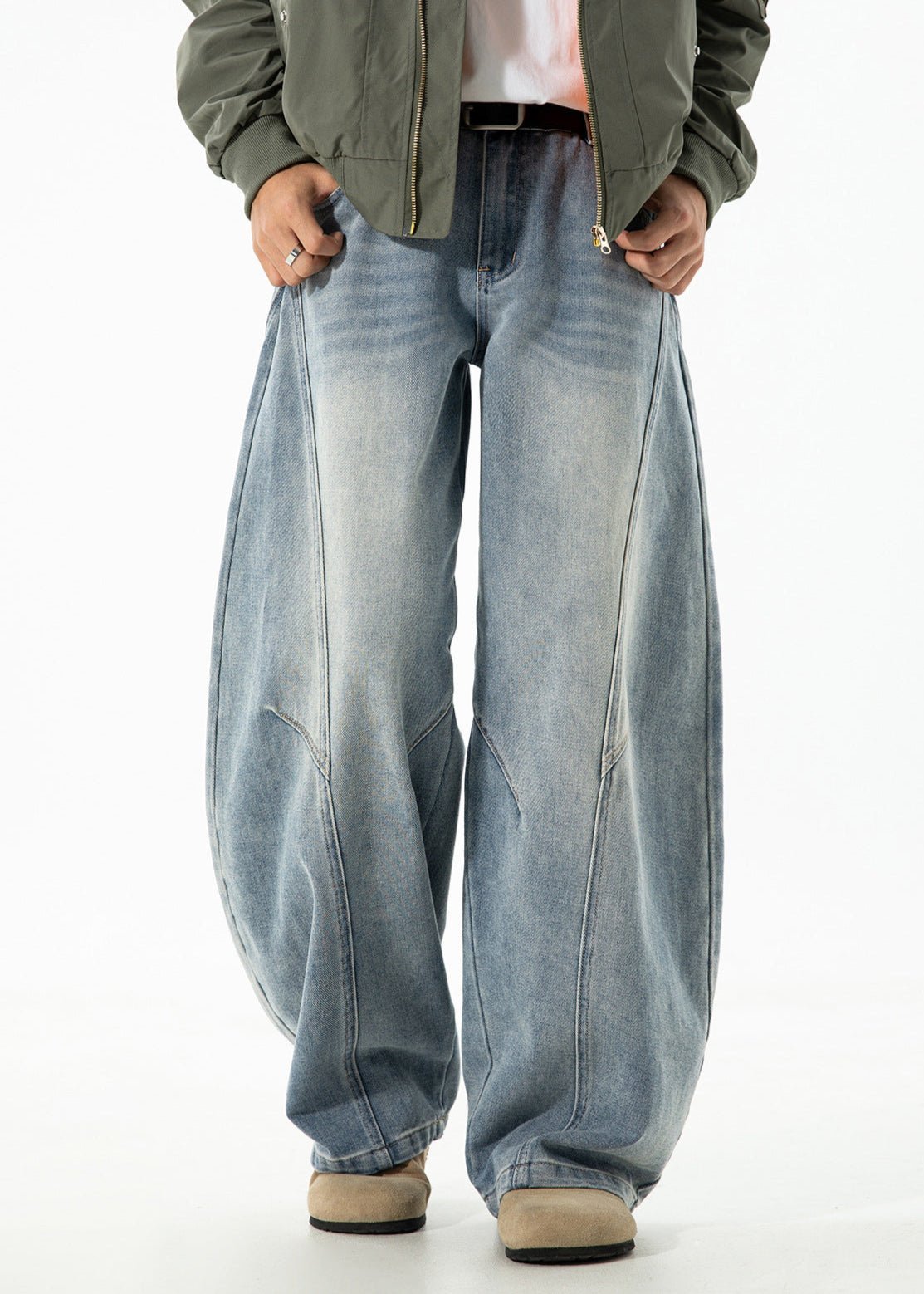 3D Panel Stitch Baggy Jeans - Rick Circus