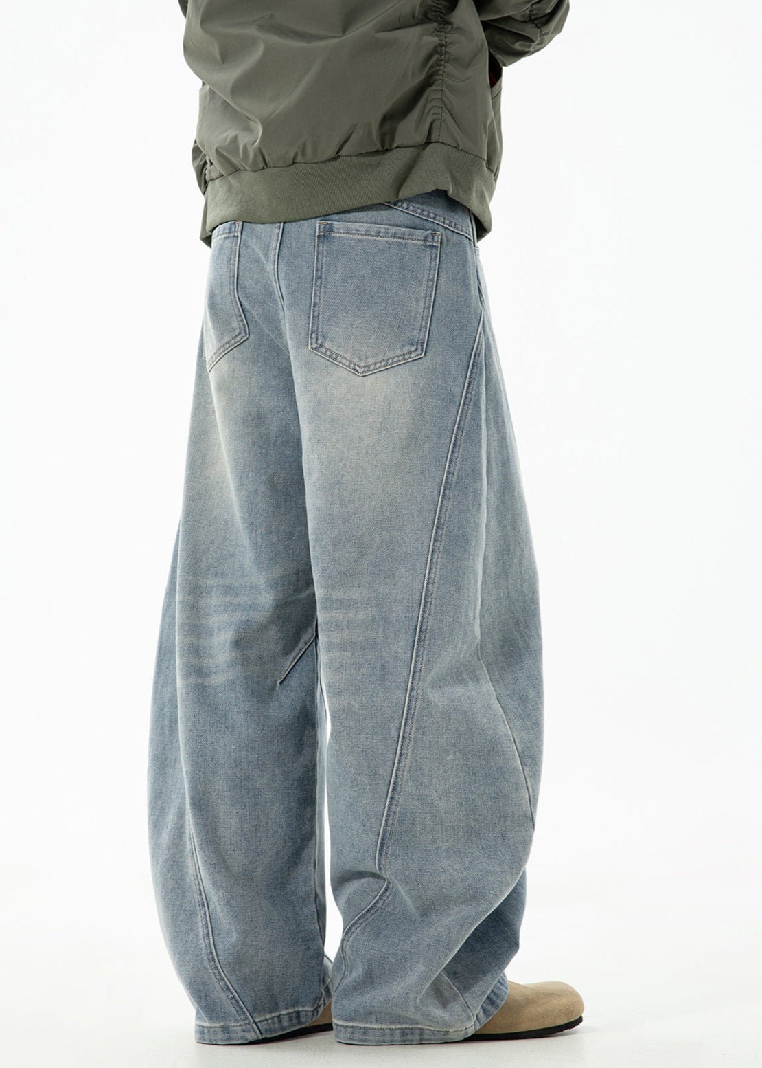 3D Panel Stitch Baggy Jeans - Rick Circus