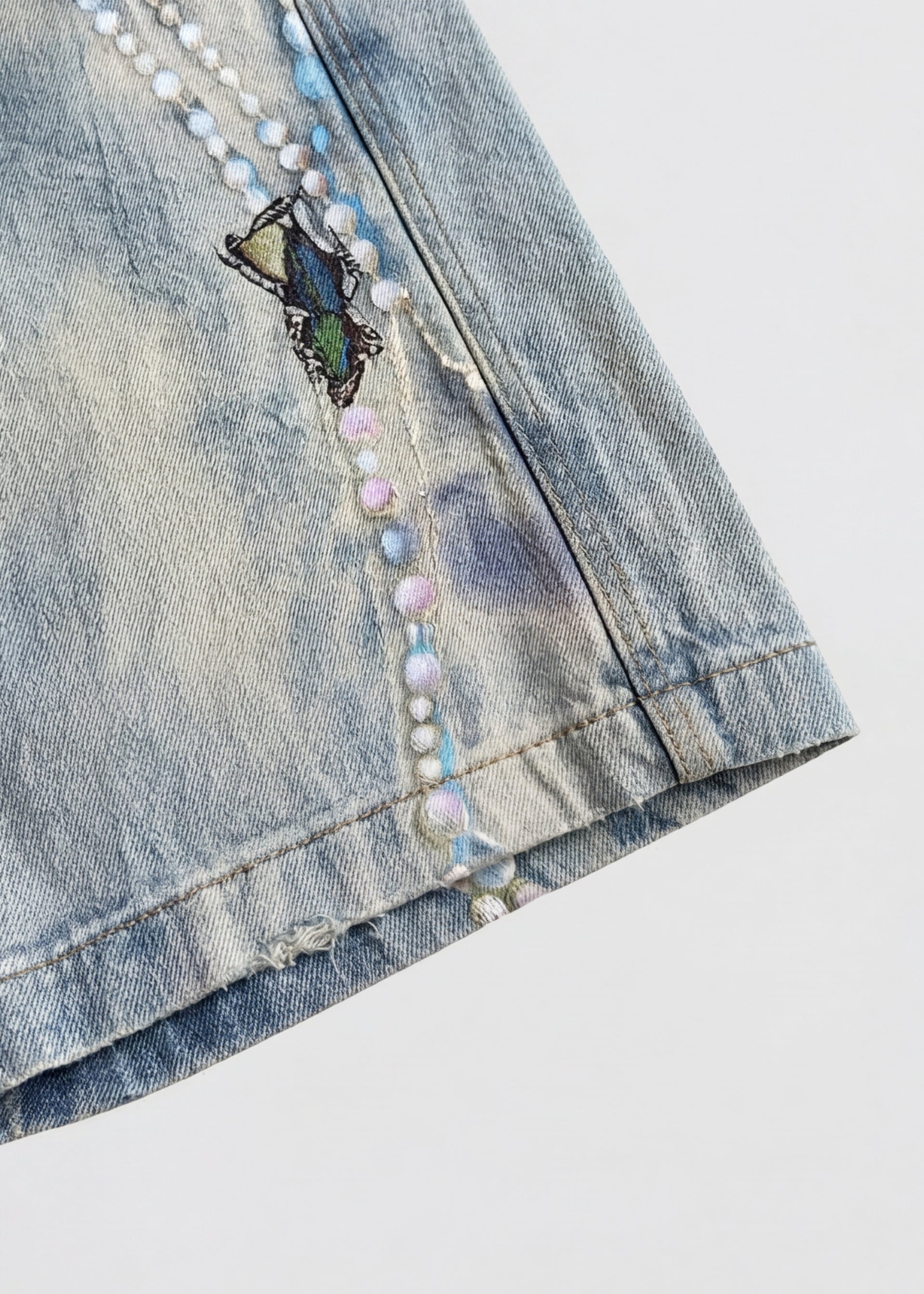 Art Print Denim Shorts