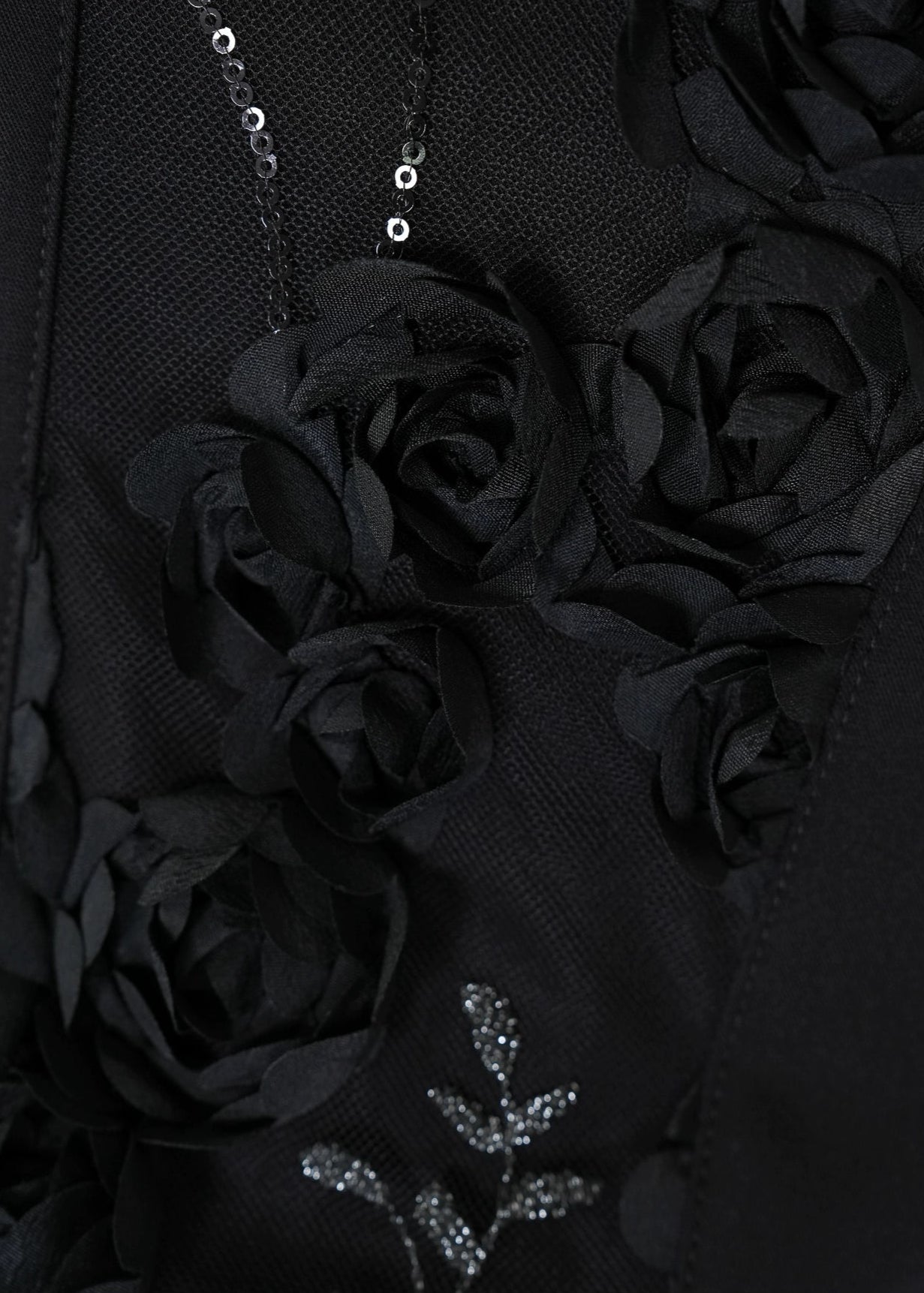Black Rose Embossed Mandarin Collar Shirt