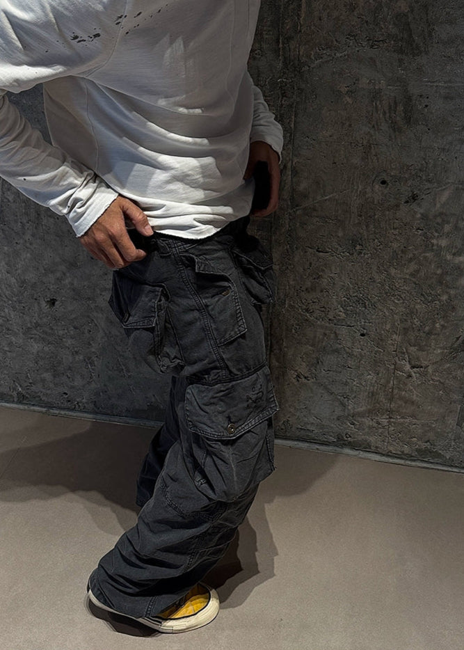 Multi-Pocket Paratrooper Washed Cargo Pants