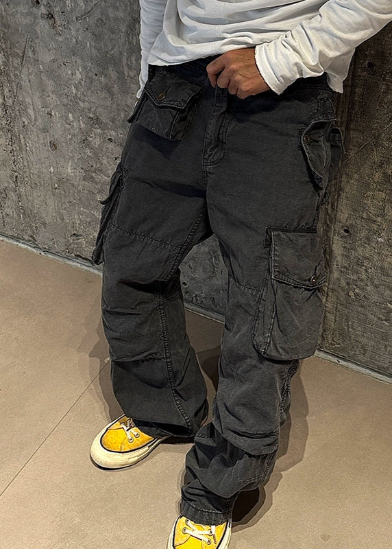 Multi-Pocket Paratrooper Washed Cargo Pants