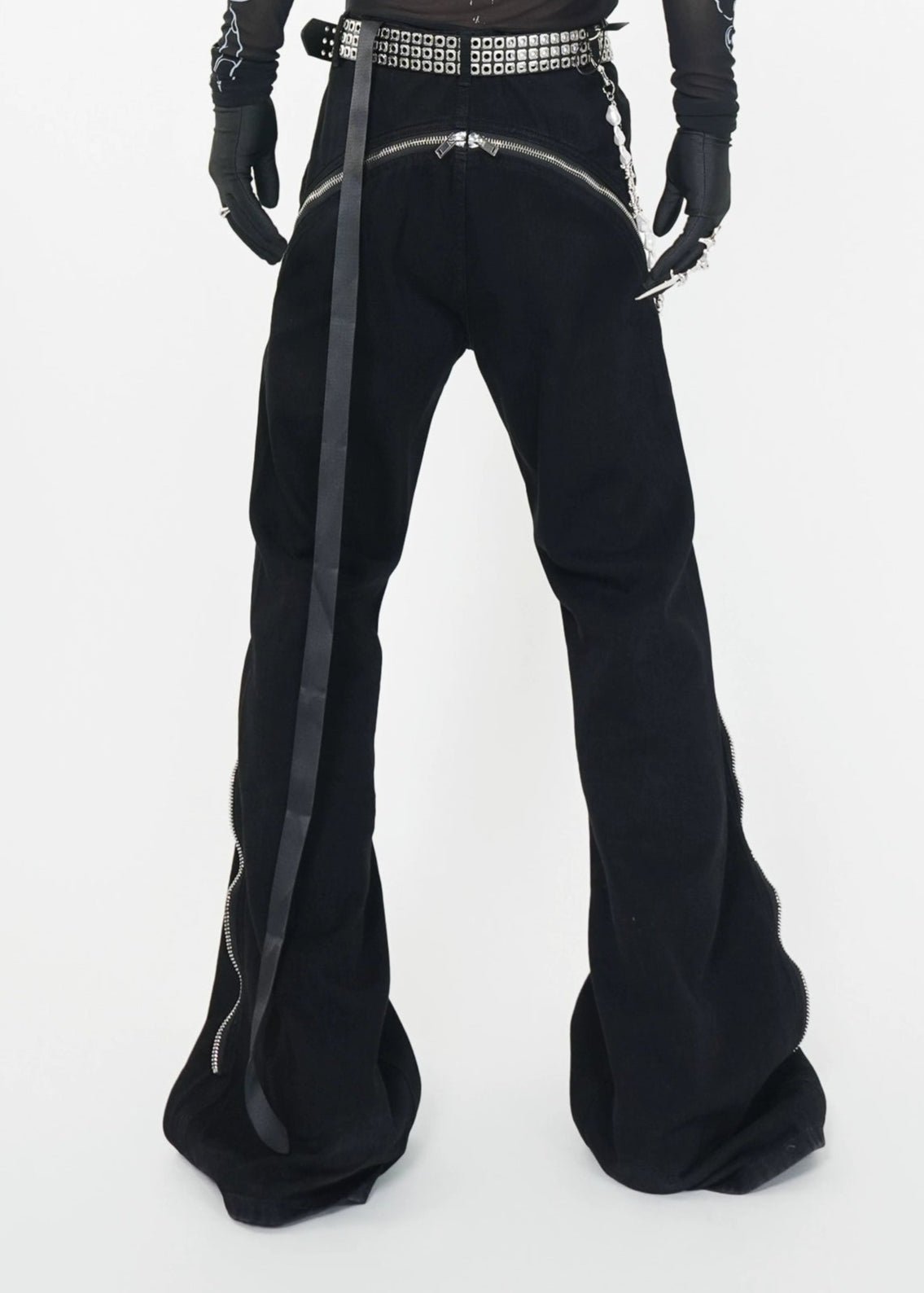 Adjustable Zipper Flare Jeans - Rick Circus