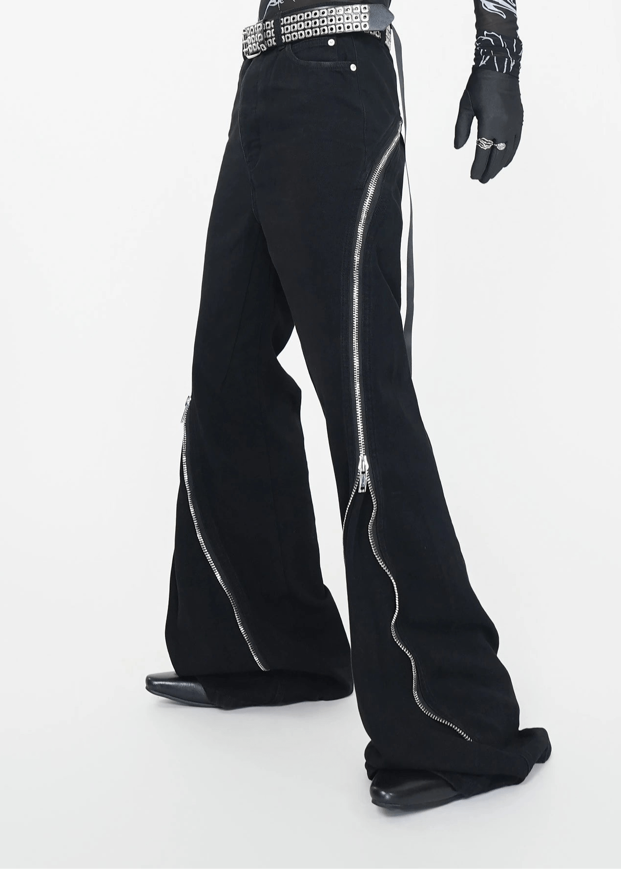 Adjustable Zipper Flare Jeans - Rick Circus