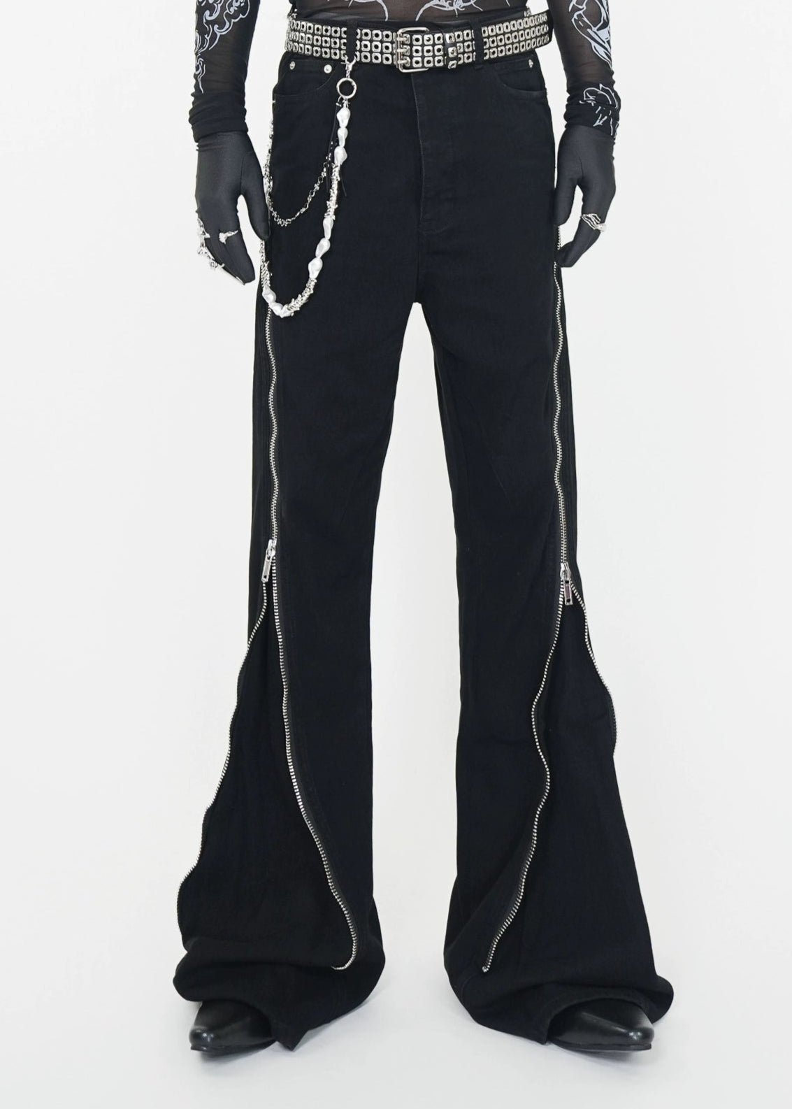 Adjustable Zipper Flare Jeans - Rick Circus