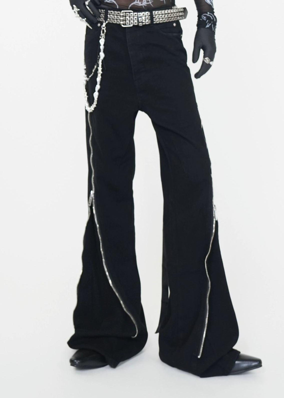 Adjustable Zipper Flare Jeans - Rick Circus