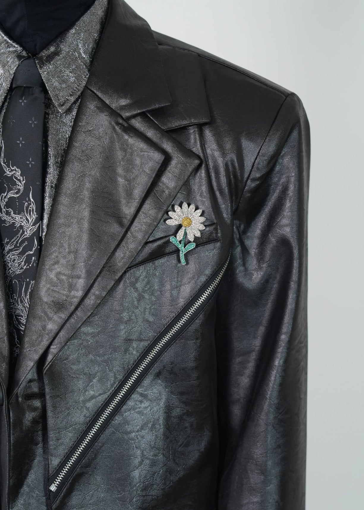 Avant - Garde Coated Faux Leather Blazer - Rick Circus