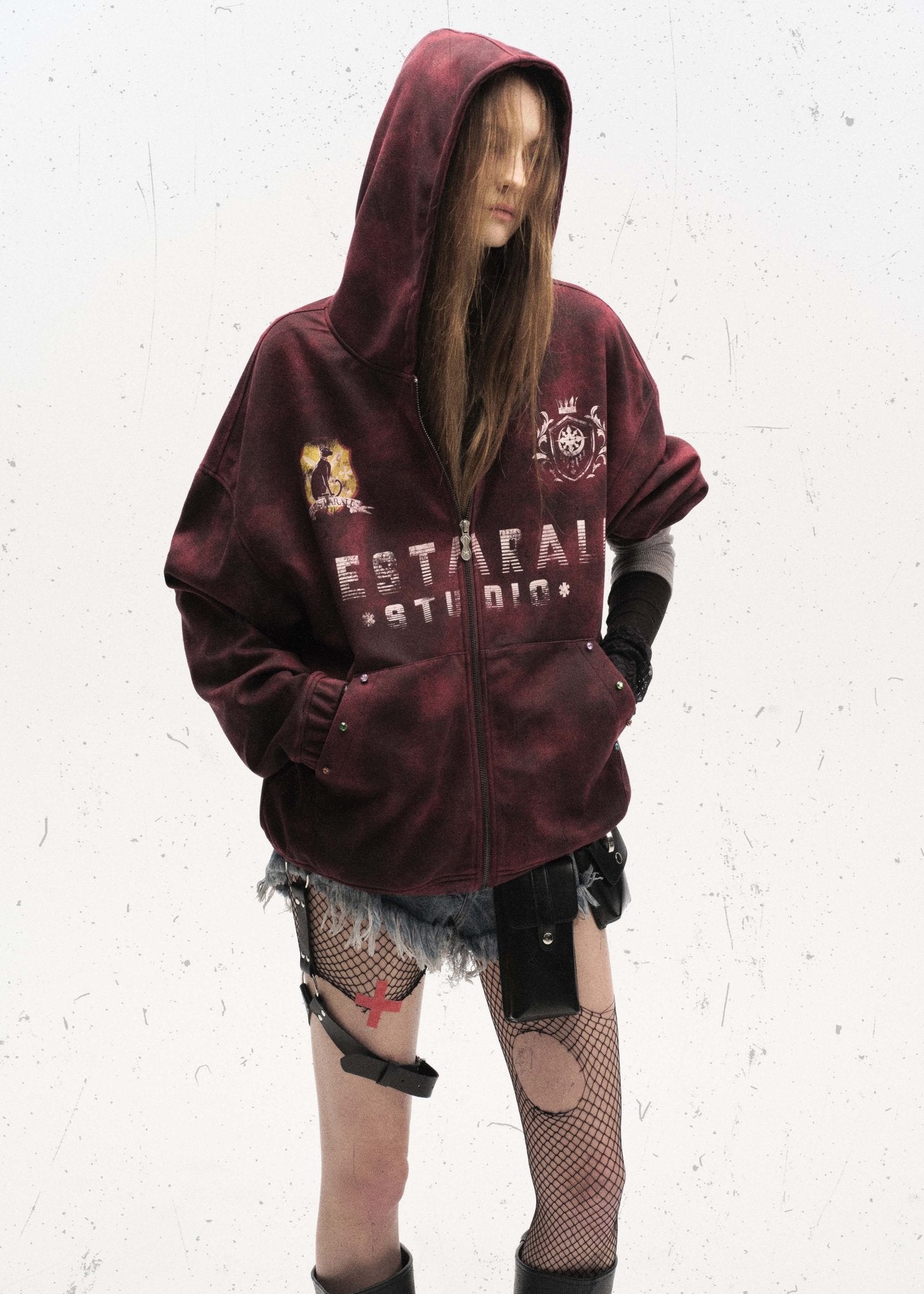 Badge Embroidery Letter Tie - Dye Hoodie - Rick Circus