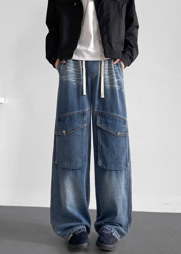 Baggy Denim Cargo Pants - Rick Circus