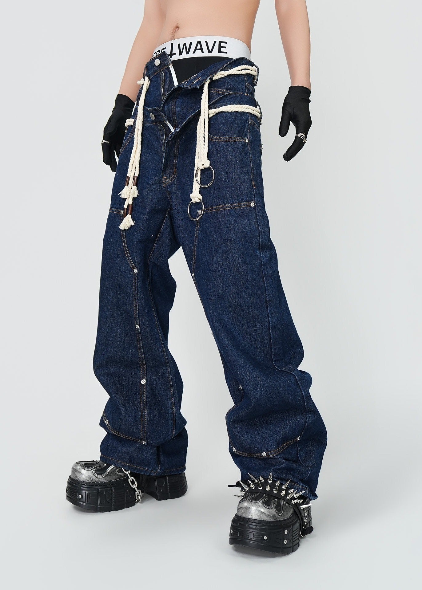 Baggy Double Waist Jeans - Rick Circus