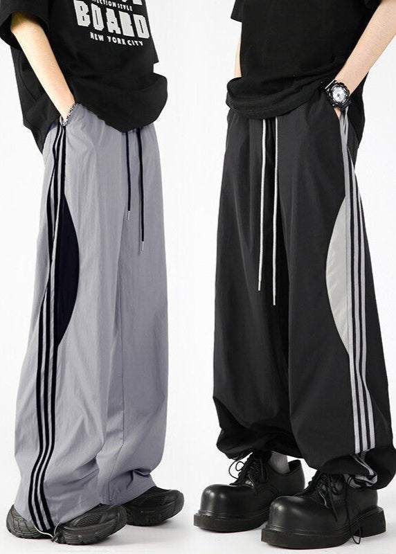 Baggy Striped Panel Wide - Leg Sweatpants - Rick Circus