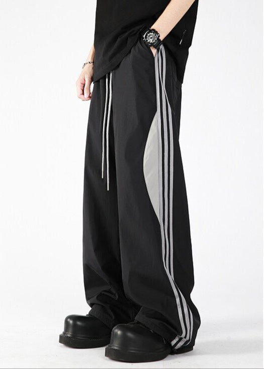Baggy Striped Panel Wide - Leg Sweatpants - Rick Circus