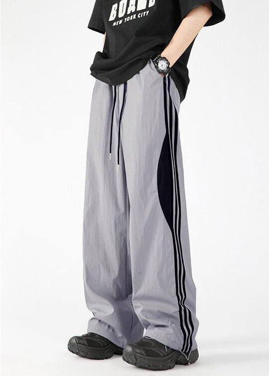 Baggy Striped Panel Wide - Leg Sweatpants - Rick Circus