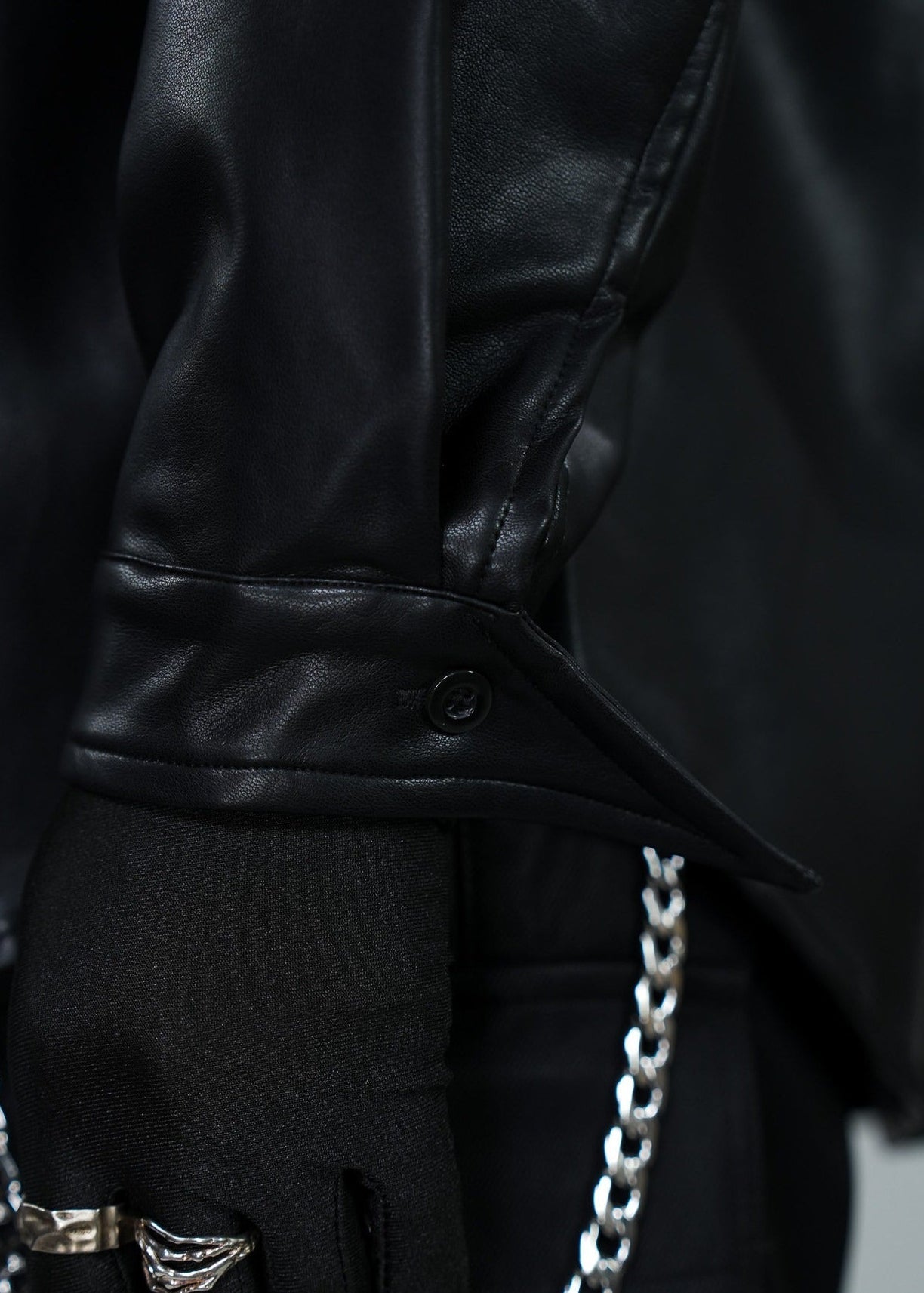 Black Biker Style Button Up PU Leather Shirt - Rick Circus