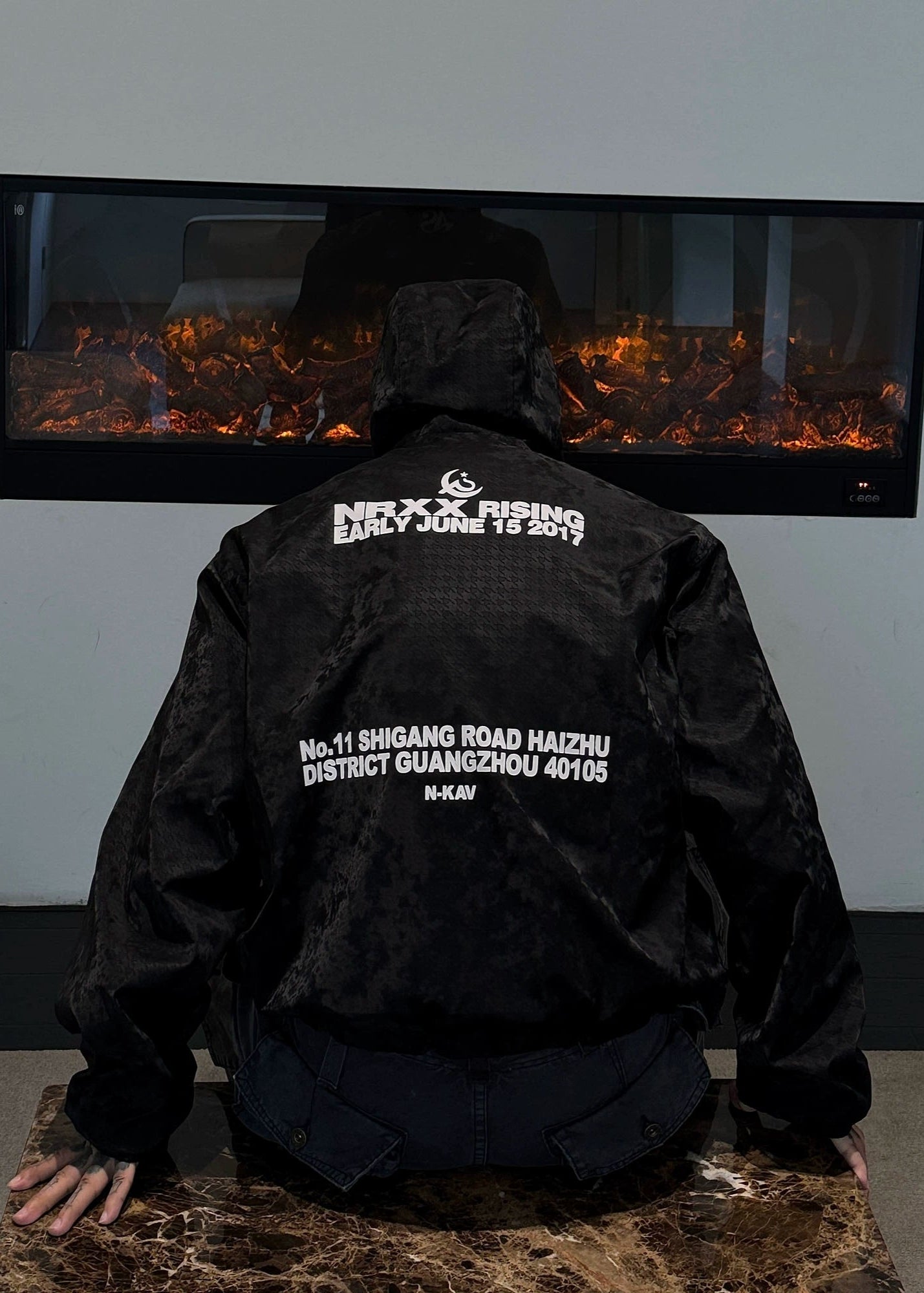 Black Printed Windbreaker Jacket - Rick Circus