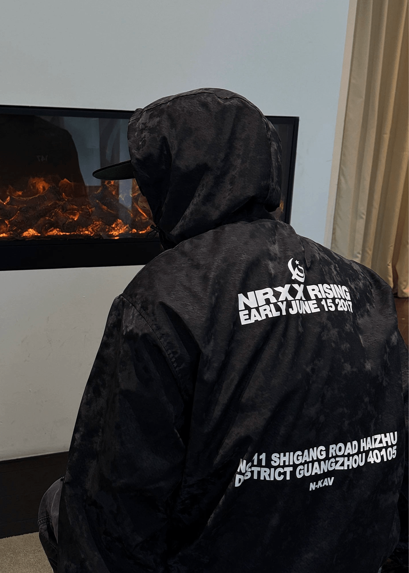 Black Printed Windbreaker Jacket - Rick Circus
