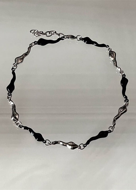 Black & Silver Irregular Wave Necklace - Rick Circus