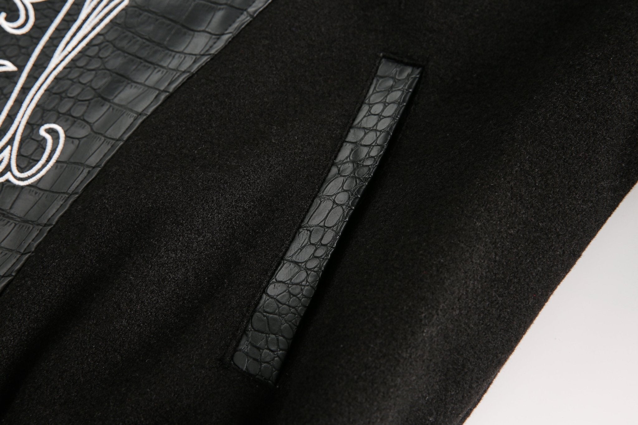 Black & White Gothic Cross Varsity Jacket - Rick Circus