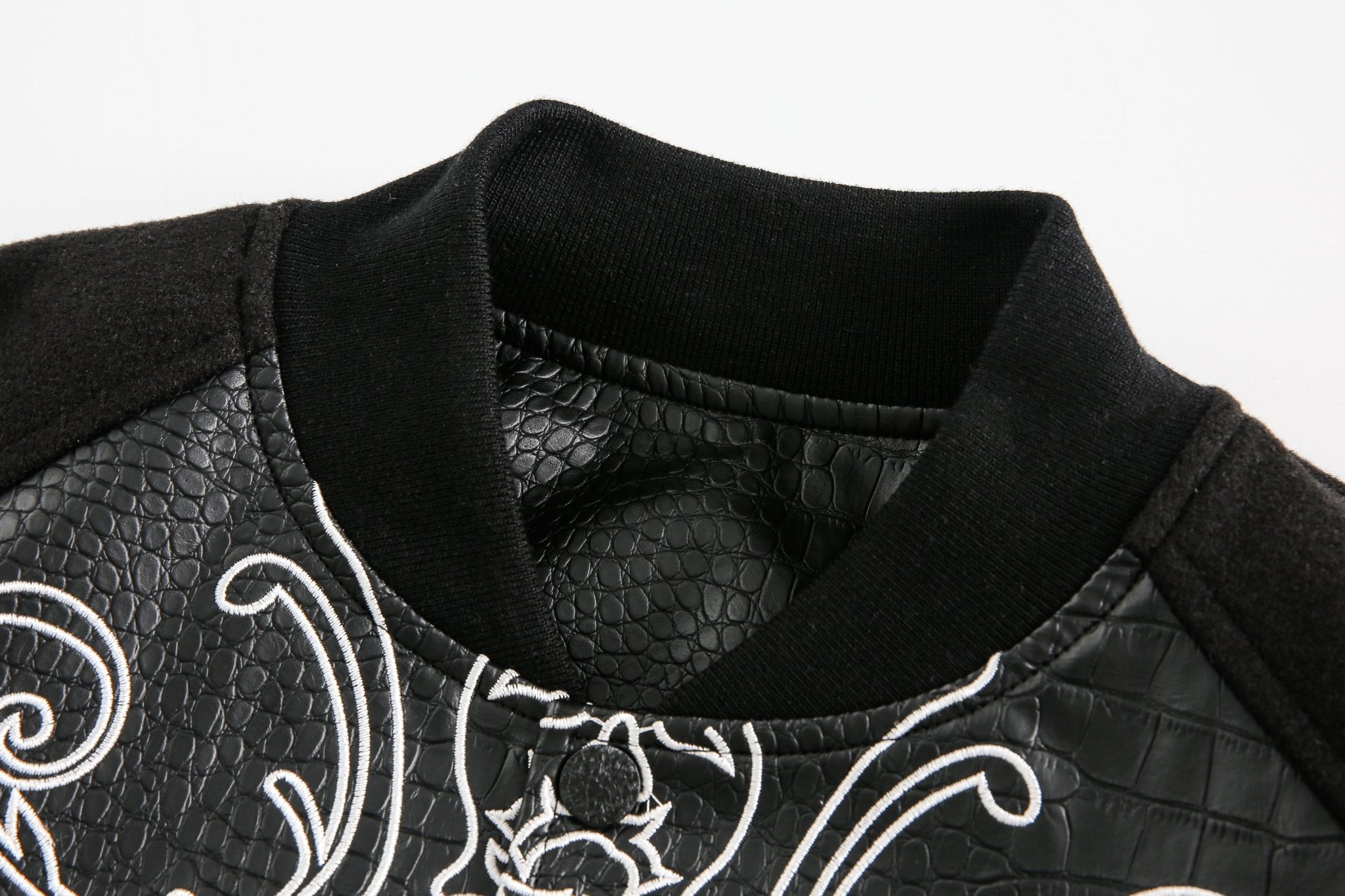 Black & White Gothic Cross Varsity Jacket - Rick Circus