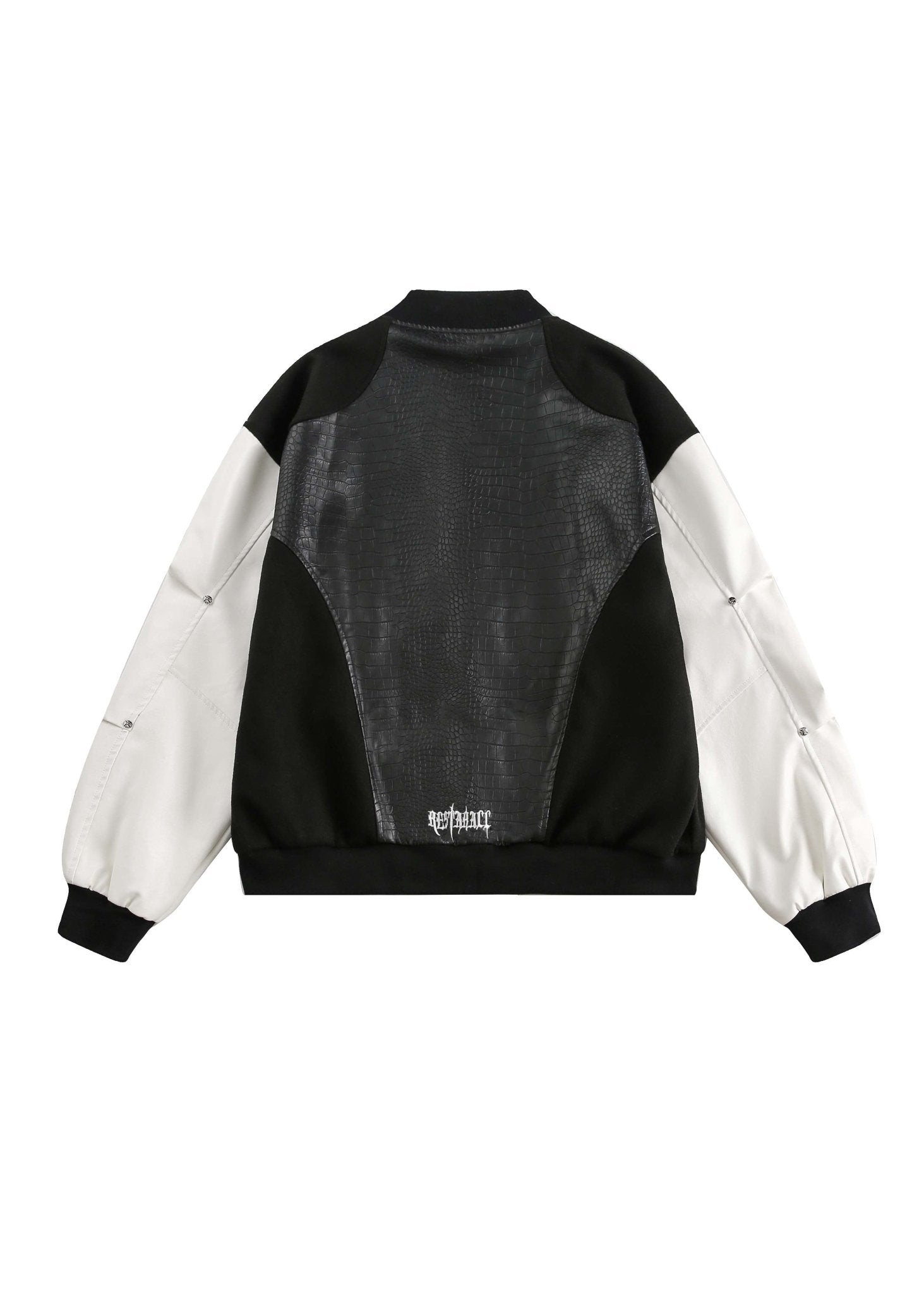 Black & White Gothic Cross Varsity Jacket - Rick Circus
