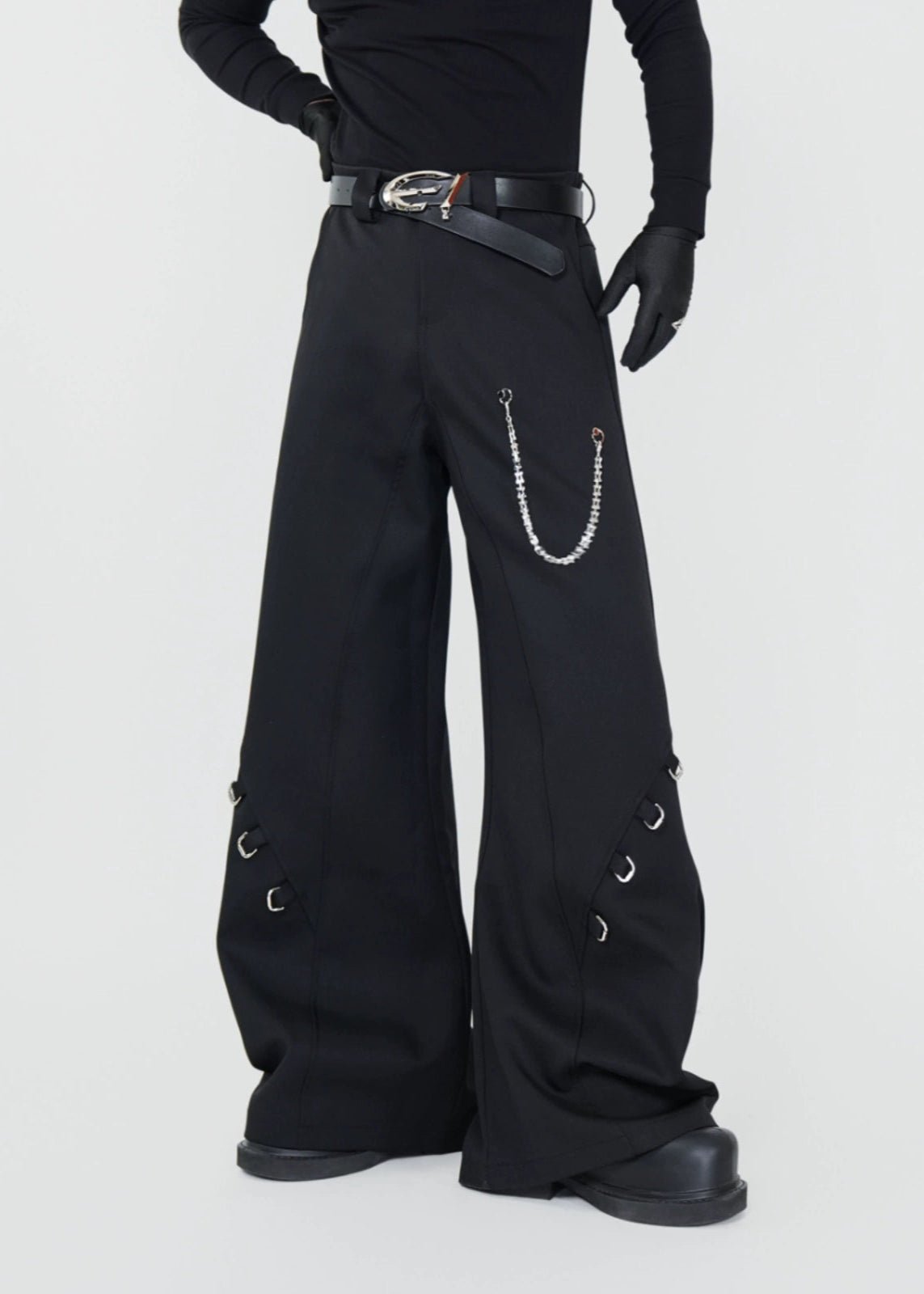 Chain Detail Wide - Leg Trousers - Rick Circus