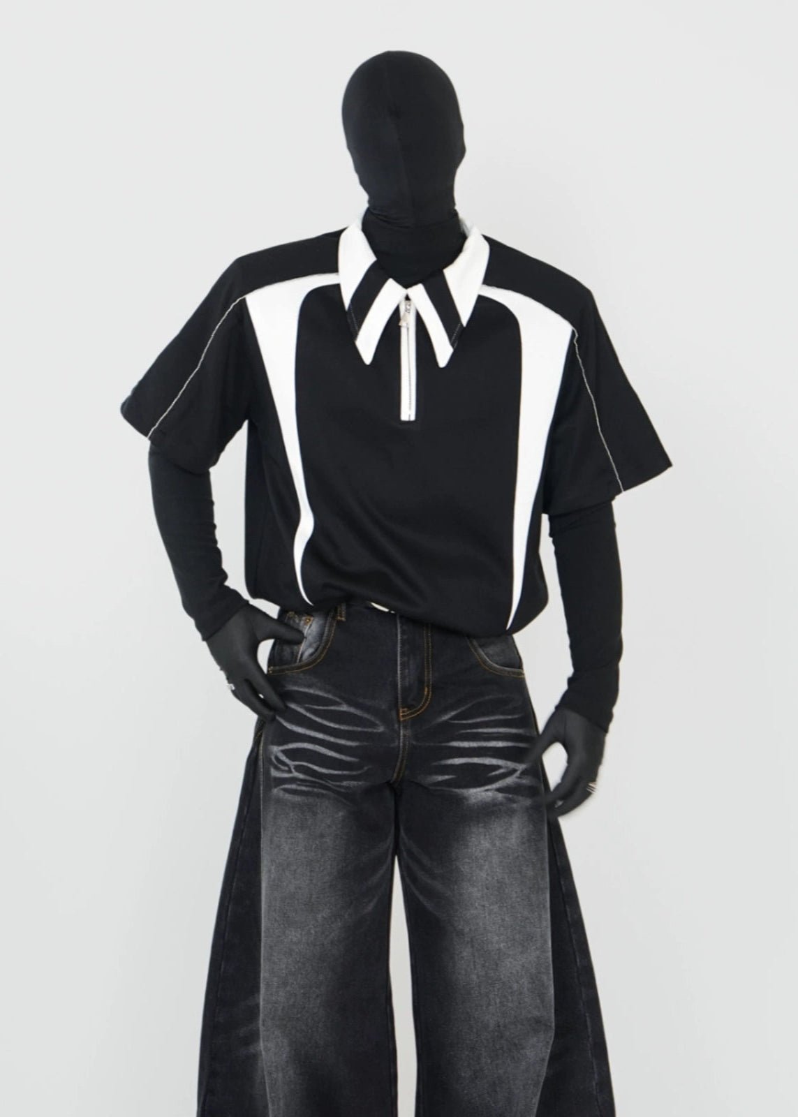 Contrast Half - Zip Padded Polo Shirt - Rick Circus
