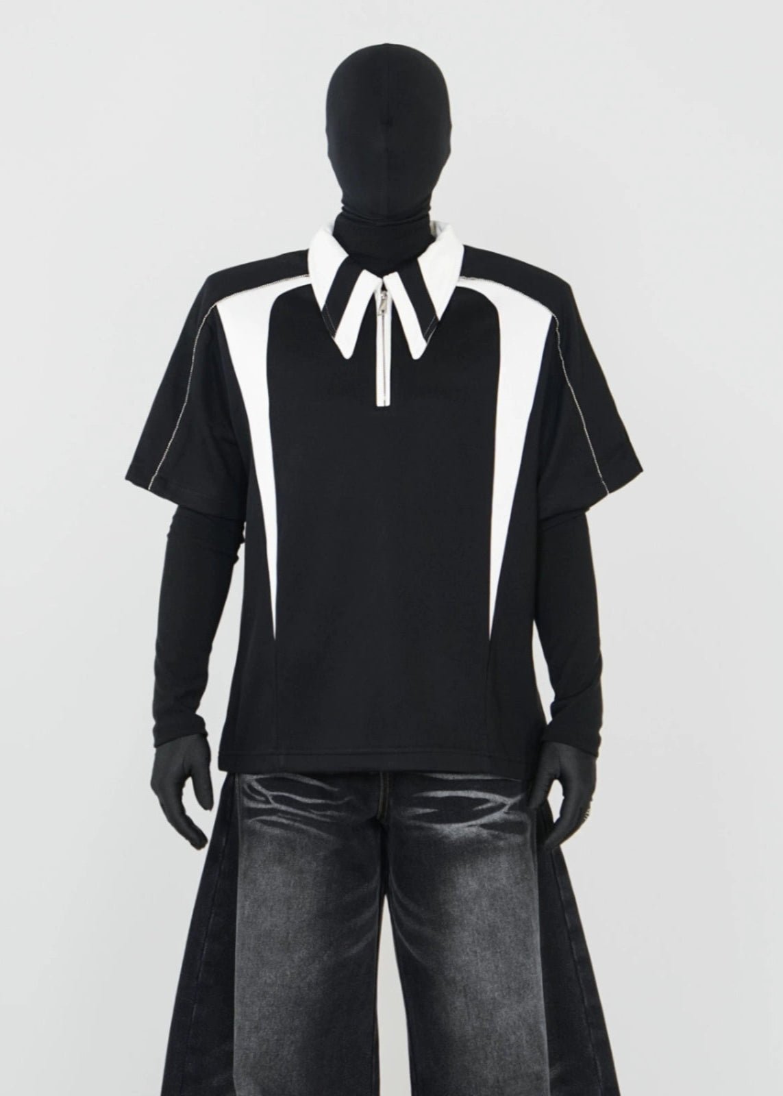 Contrast Half - Zip Padded Polo Shirt - Rick Circus