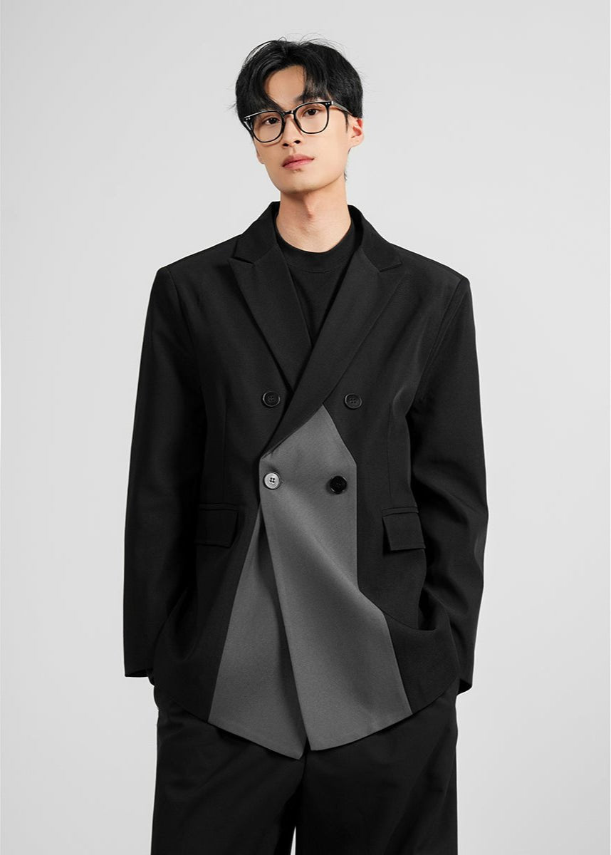 Contrast Panel Double - Breasted Blazer - Rick Circus