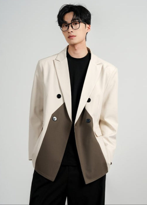 Contrast Panel Double - Breasted Blazer - Rick Circus