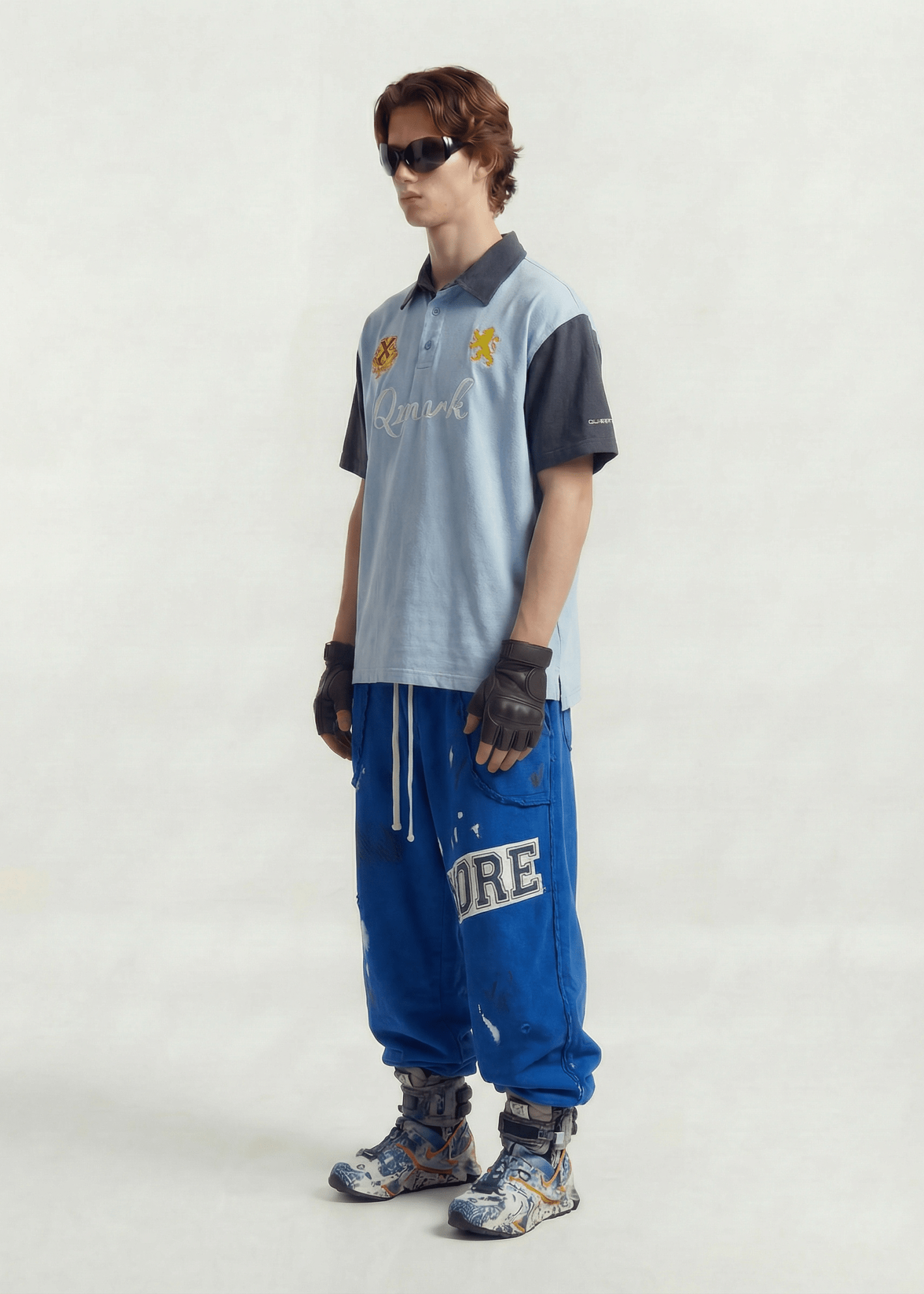 Contrast Panel Embroidery T-shirt - Rick Circus