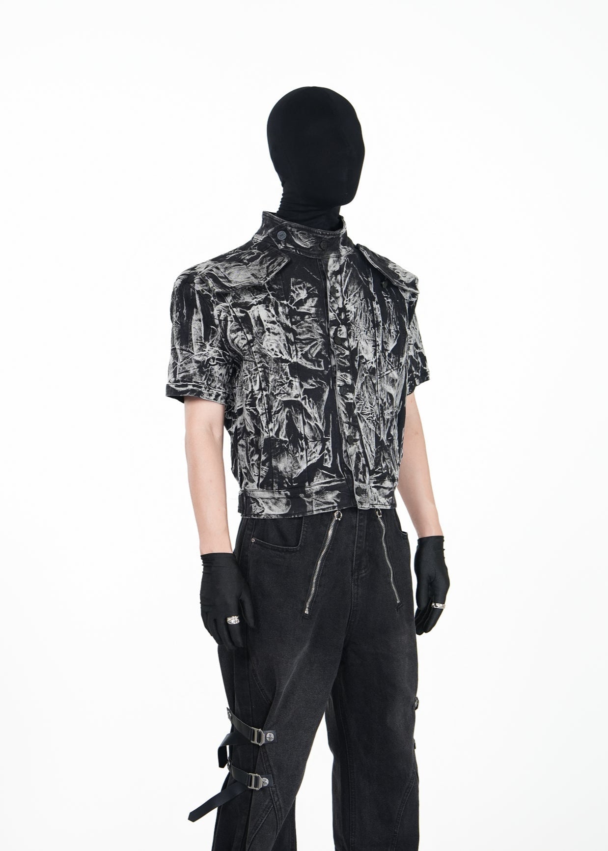 Cropped Distressed Print Shirt - Rick Circus
