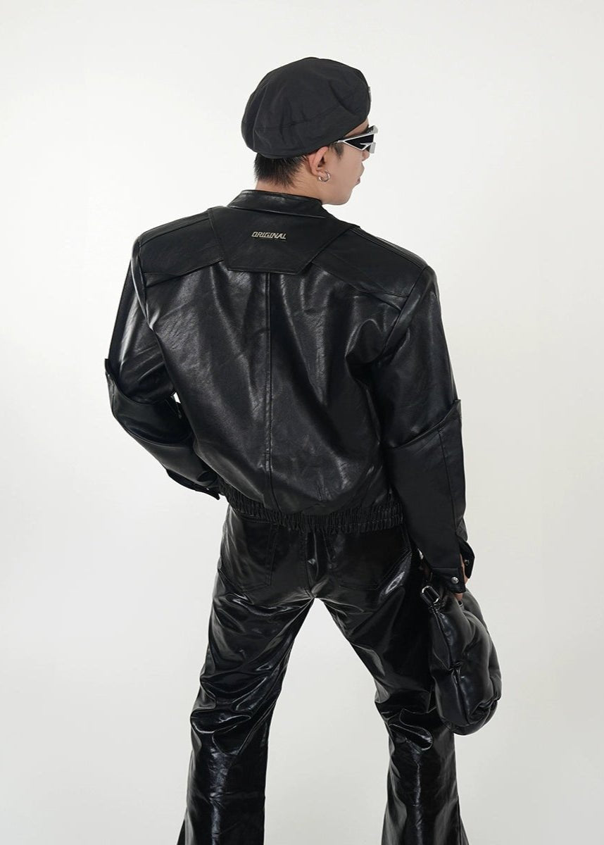 Cropped Moto PU Leather Jacket - Rick Circus
