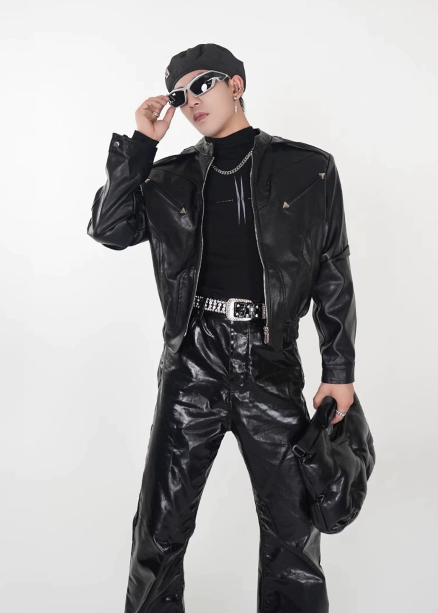 Cropped Moto PU Leather Jacket - Rick Circus