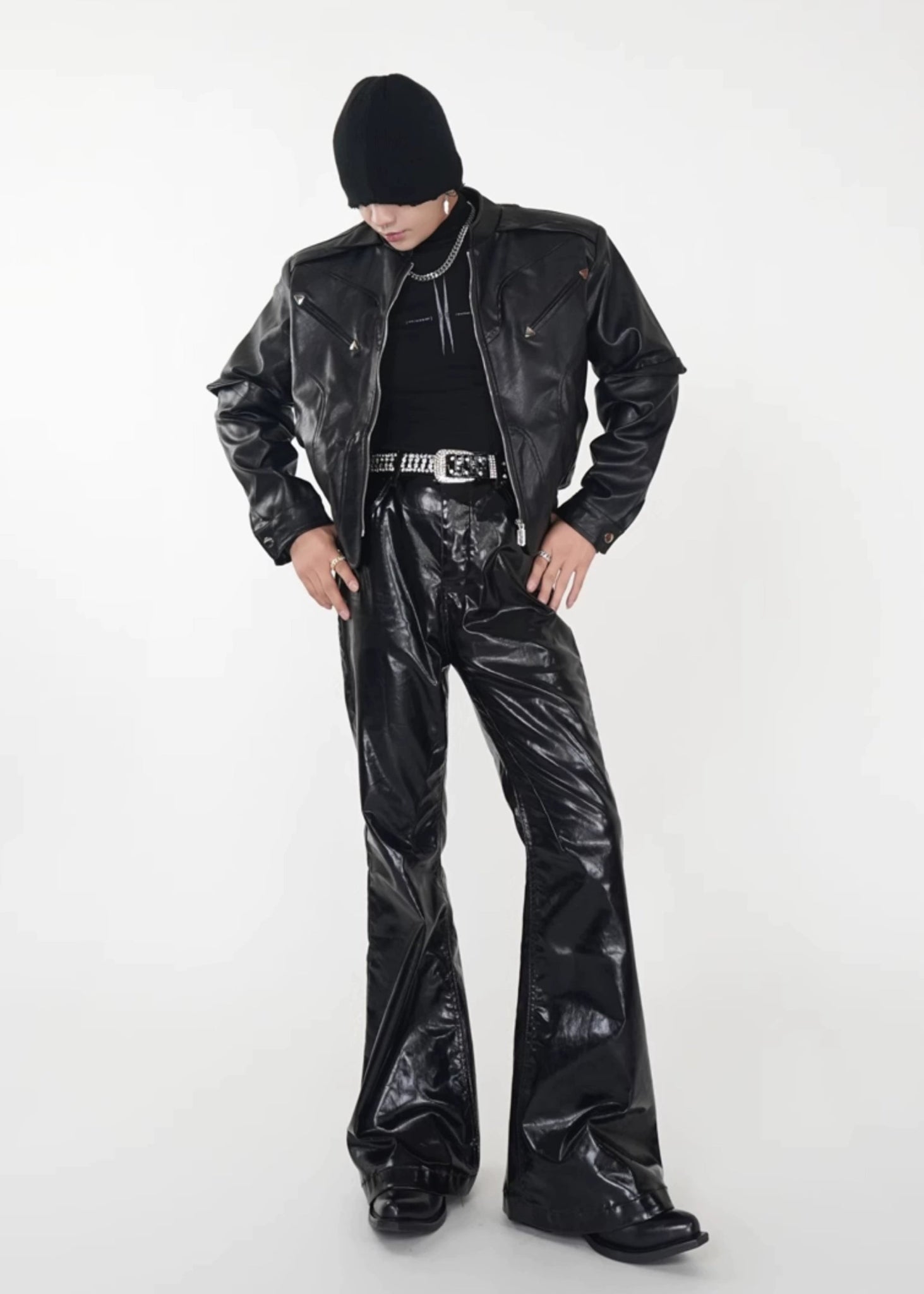 Cropped Moto PU Leather Jacket - Rick Circus