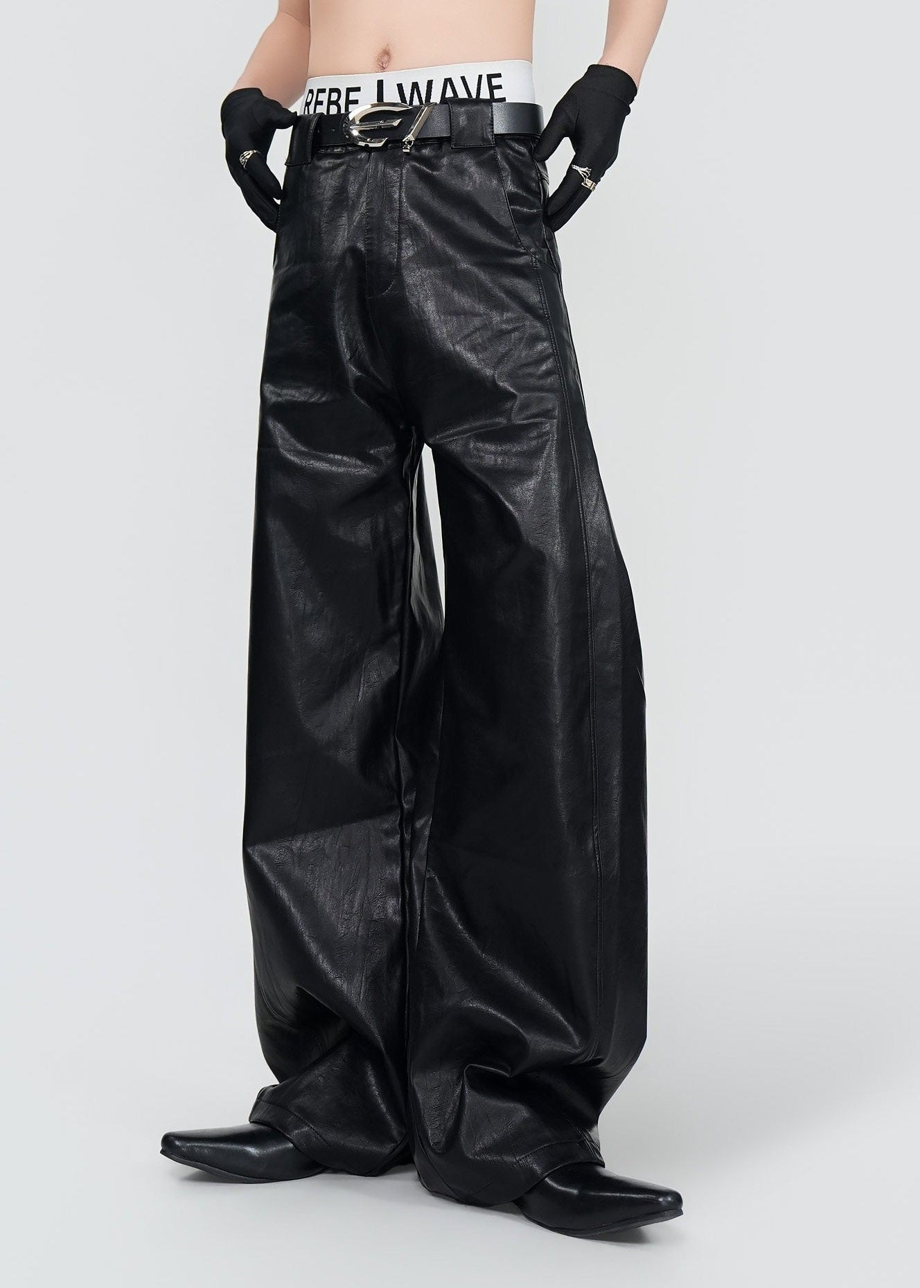 Dark Punk Biker Baggy Leather Pants - Rick Circus