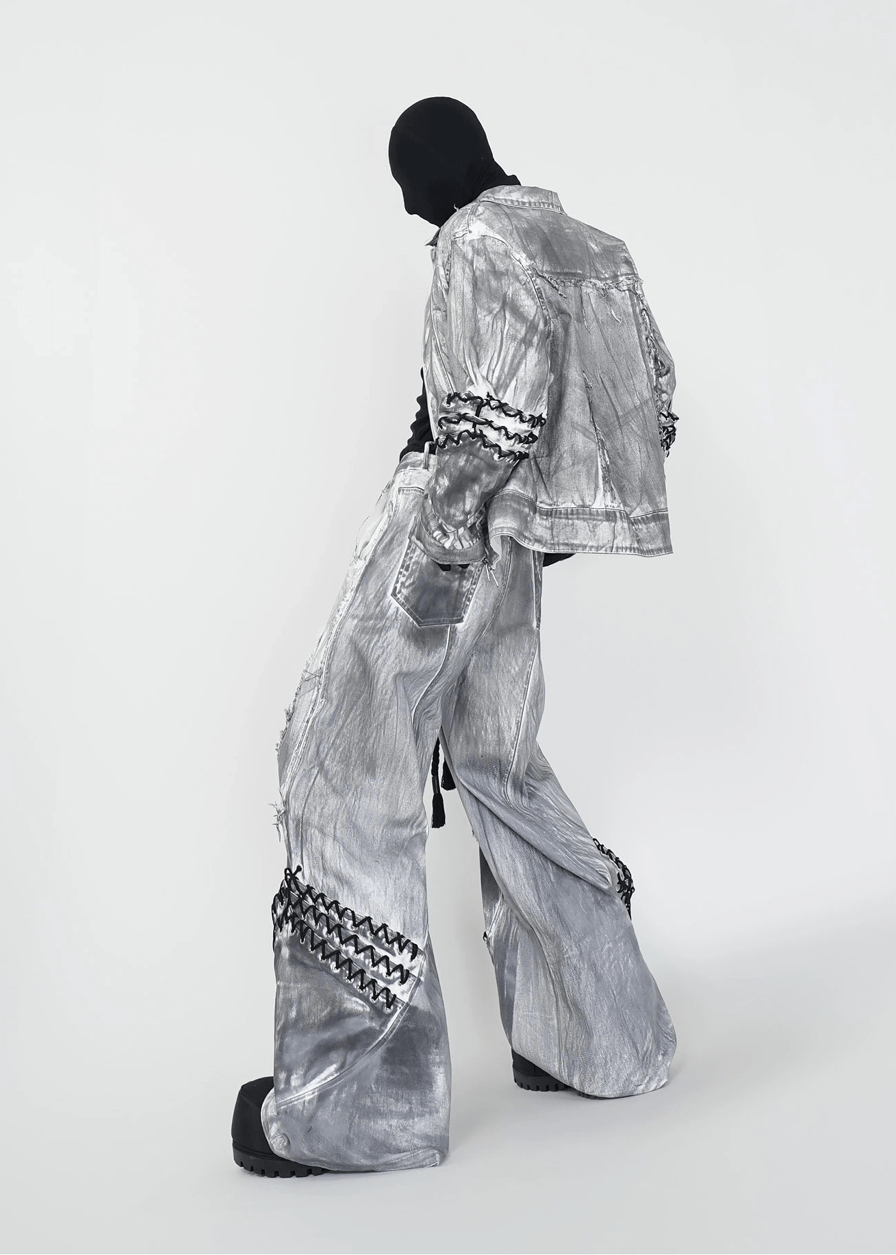 Distressed Drawstring Flared Jeans - Rick Circus