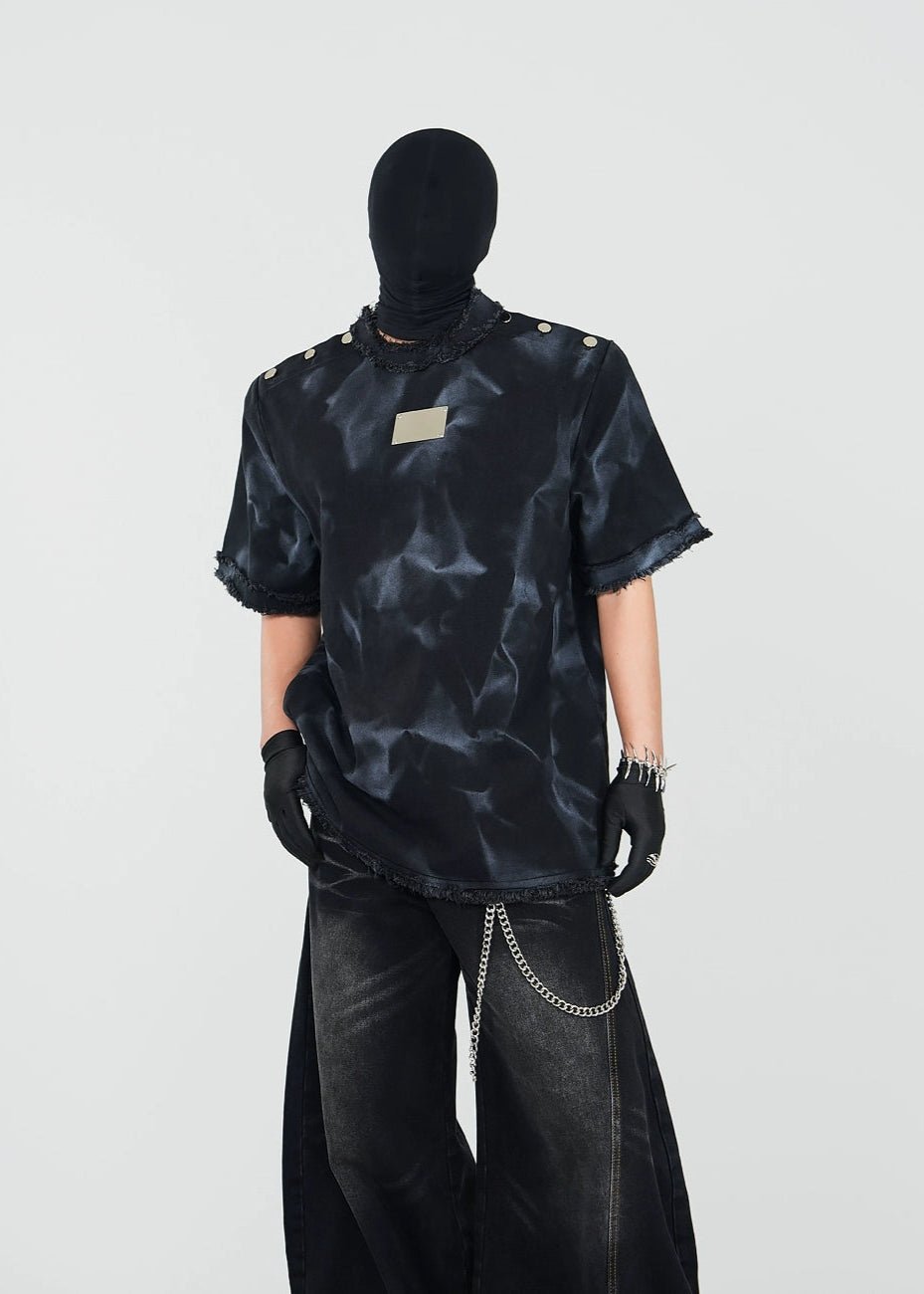Distressed Dystopian T-Shirt with Metal Studs - Rick Circus