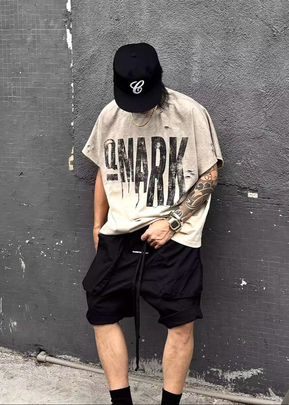 Distressed Graffiti Letter Print T-Shirt - Rick Circus