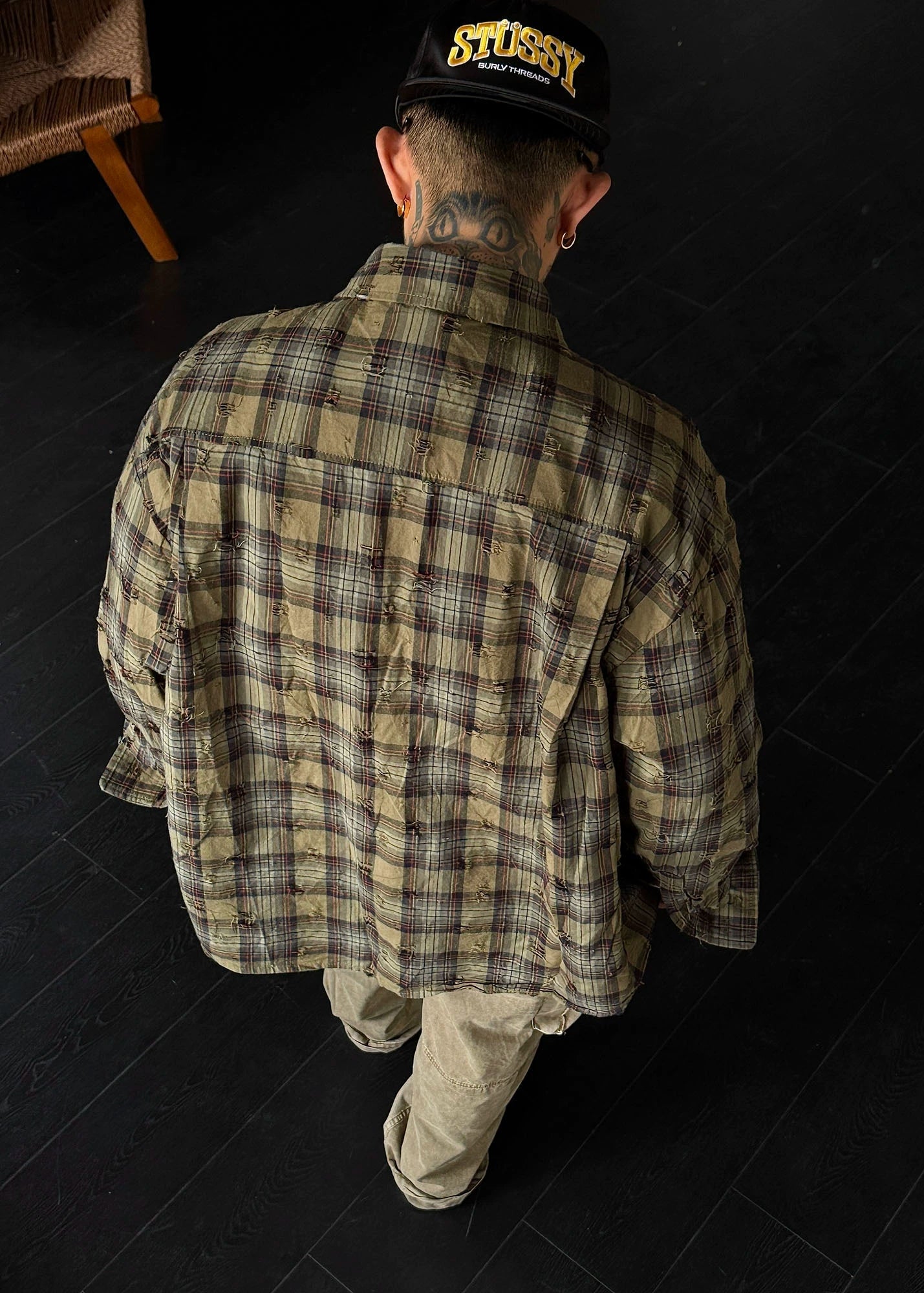 Distressed Plaid Oversized Shirt - Rick Circus