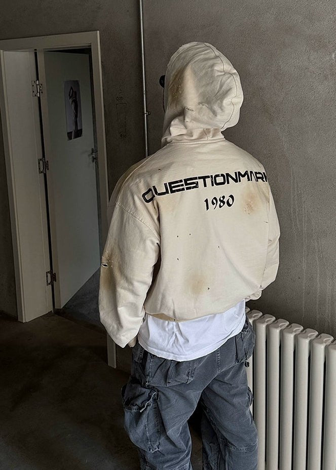 Distressed Splatter Print Zip Hoodie - Rick Circus