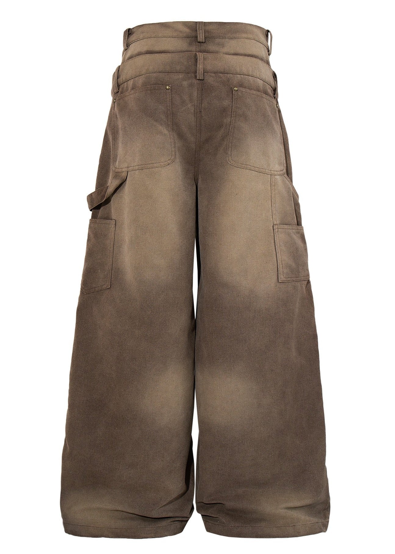 Distressed Washed Rivet Wide Leg Jeans - Rick Circus