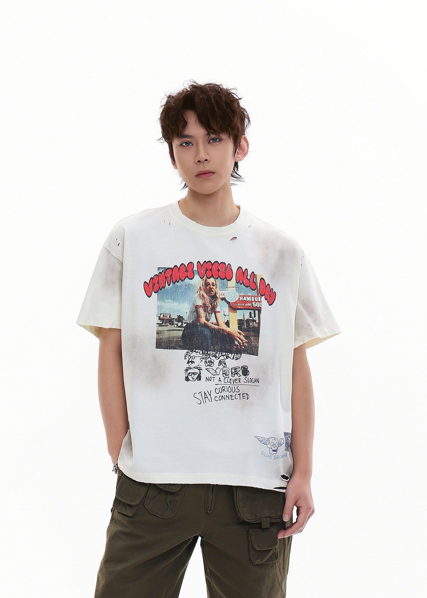 Distressed Washed Streetwear Tee - Rick Circus