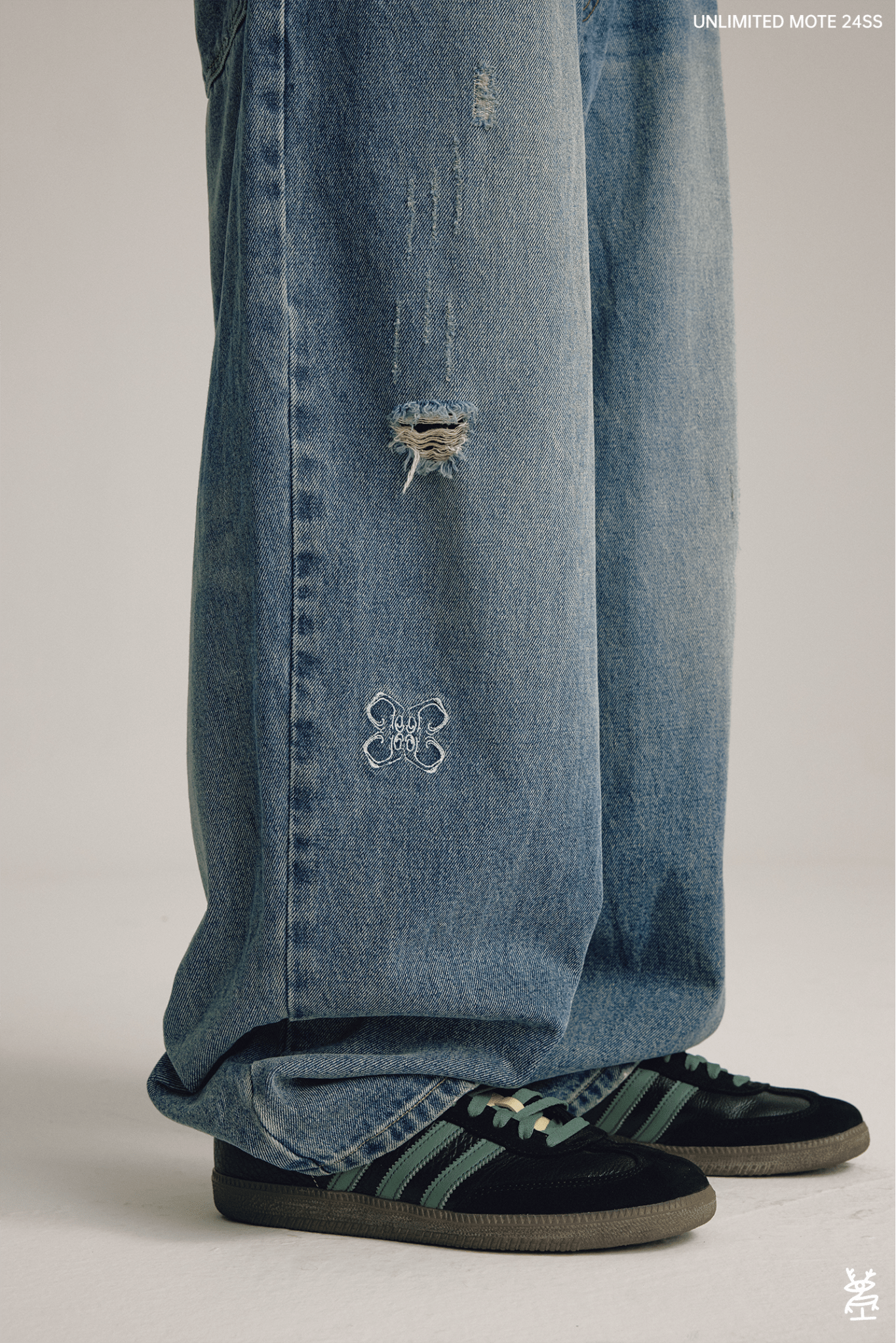 Distressed Wide - Leg Denim Jeans - Rick Circus