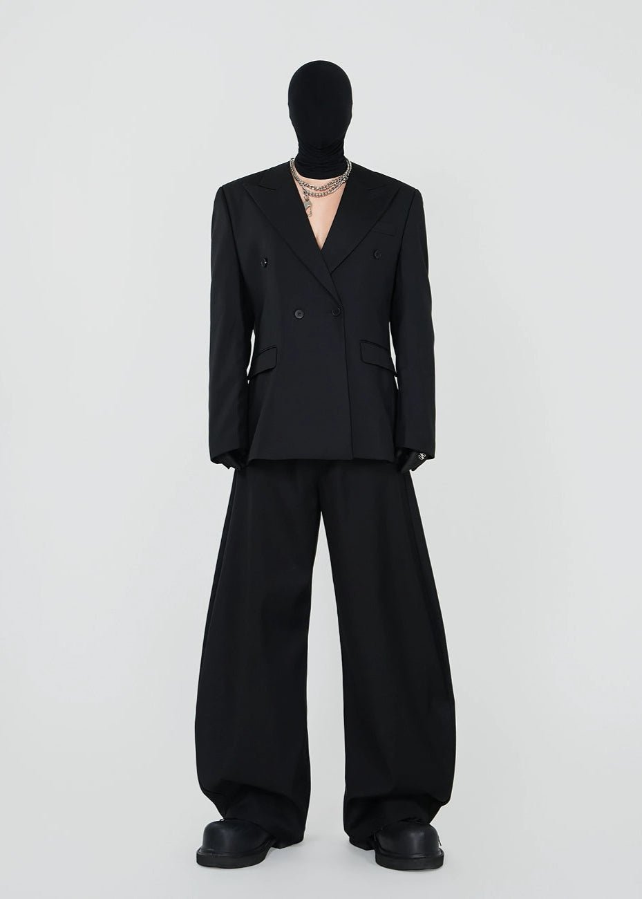 Double - Breasted Black Blazer in Structured Tailoring - Rick Circus