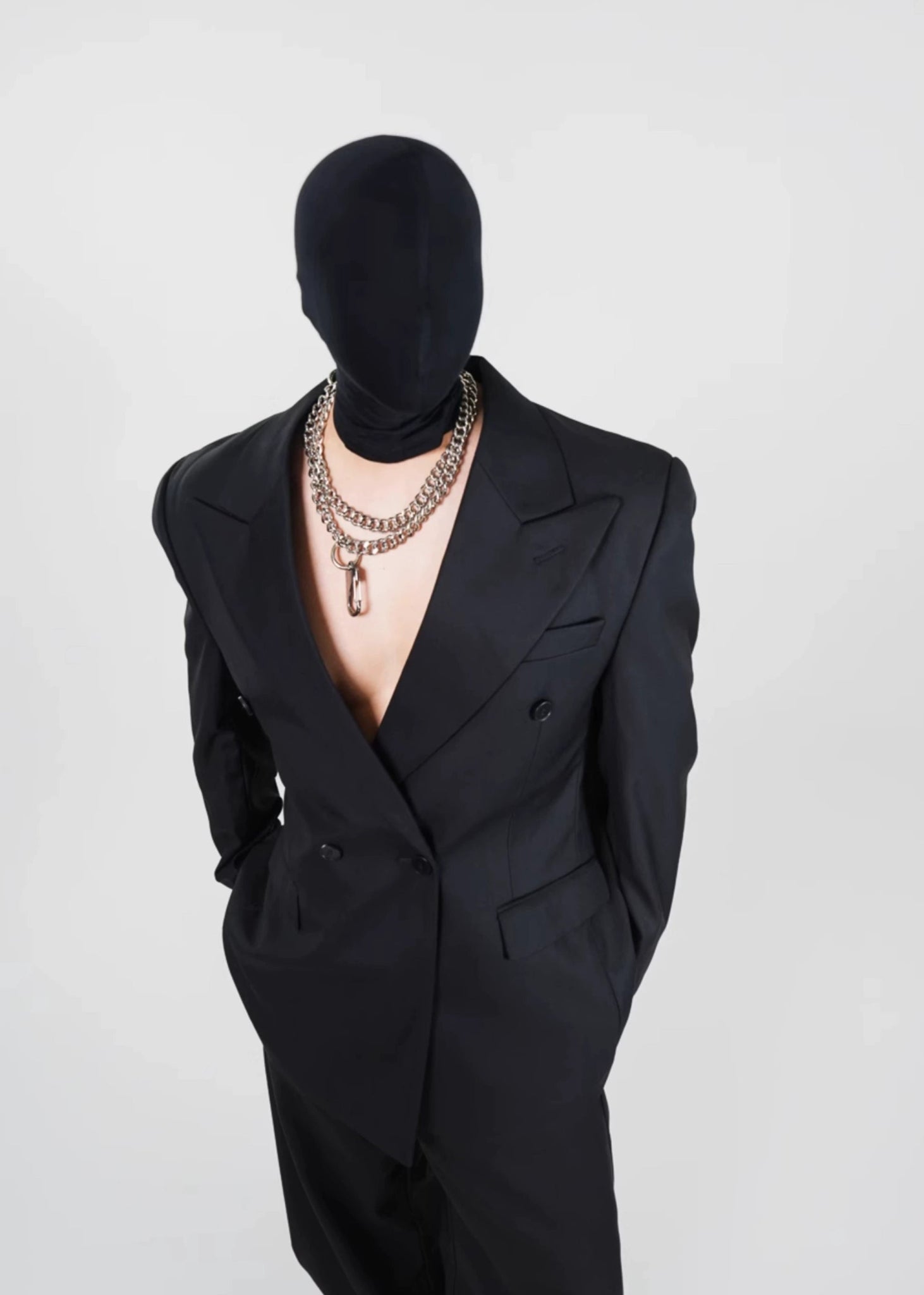 Double - Breasted Black Blazer in Structured Tailoring - Rick Circus